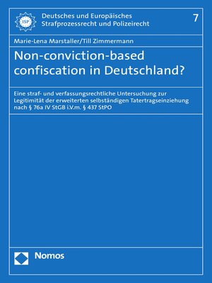 cover image of Non-conviction-based confiscation in Deutschland?